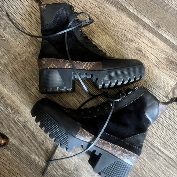 Louis Vuitton Black and Brown Women's Combat Boots - Picture 1 of 7